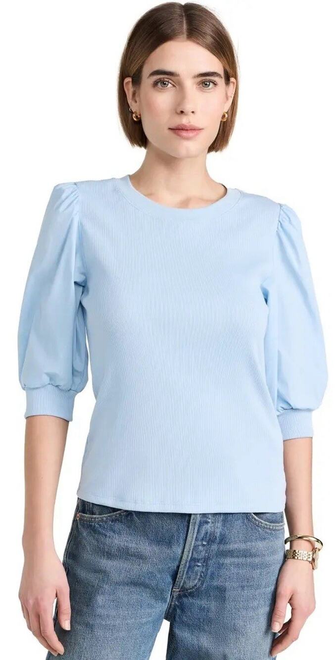 New Veronica Beard Crew Neck Coralee Top Lake Blue XS